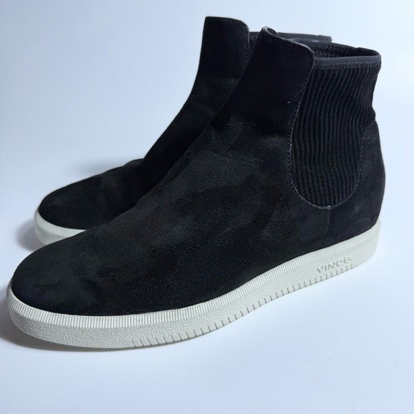 Vince black boots Women's 7.5 shoes Ilona Pull-On High-Top Sneakers - Picture 1 of 13